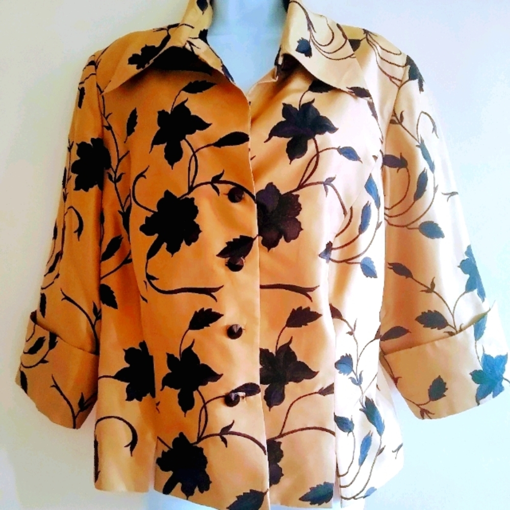 JS Collections Silk Tan Jacket, 16w